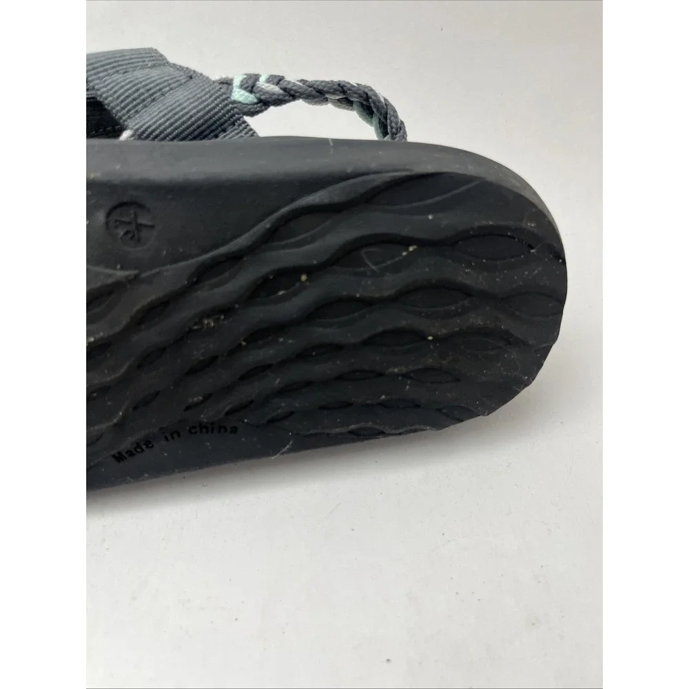 MEGNYA Women's Braided Strap Comfort Sandals Black Aqua Gray Size 7